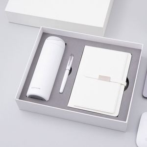Juego de Regalo de Cuaderno de Cuero PU A5 de Color Blanco de Lujo con Impresión de Logotipo Personalizado y Tazas - Product Image 4