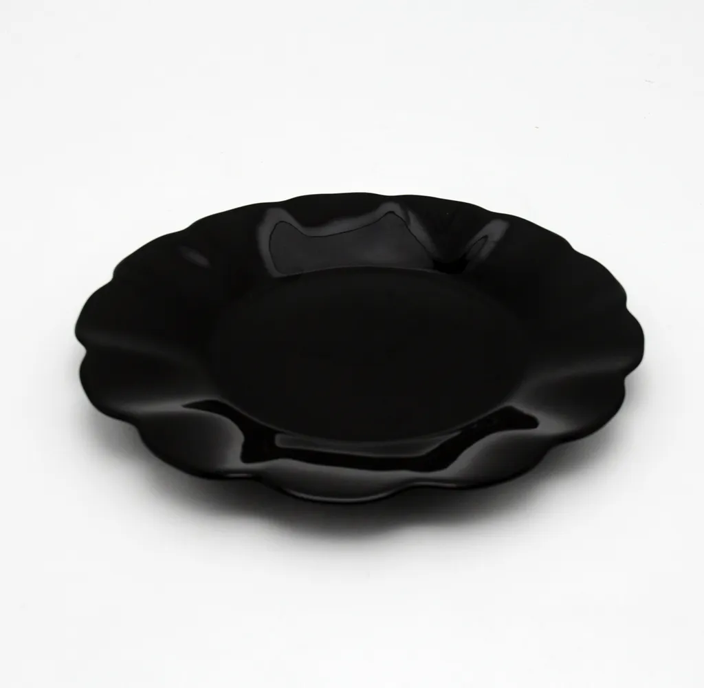 Nordic Deep plate Opal glassware wave shape Black plates set 8 inch opal soup plates