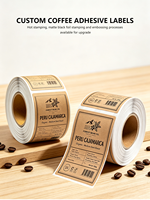 Étiquettes autocollantes personnalisées en vinyle imperméable pour café (rouleau d'étiquettes) pour l'emballage alimentaire