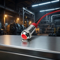 Interrupteurs à bouton-poussoir LED étanches IP67 anti-vandalisme 230V, structure électronique de contrôle, acier inoxydable plat 1NO1NC