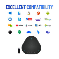 Microphone de conférence sans fil 5.8G avec intégration de micro multidirectionnel, haut-parleur USB pour conférences audio en ligne et musique