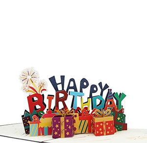 Cartes de vœux 3D pop-up joyeuses anniversaires avec impression colorée, carte de note et enveloppe - Product Image 1