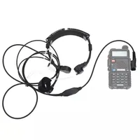 Micro-casque HKEJ-K haut de gamme à réduction de bruit, micro-throat télescopique réglable, compatible avec Baofeng UV5R BF-480/490/320/V6/V7