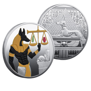 Moneda Conmemorativa de Metal Plateado con Temática del Antiguo <span class=keywords><strong>Egipto</strong></span>, Dos Colores, Dorado y Plateado, Diseño de Anubis, Elemento de Pesaje en Forma de Corazón - Product Image 4