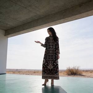 Abaya de Poliéster con Estampado Plisado Personalizado de Primera Calidad para Mujeres Musulmanas, Vestido Elegante, Proveedor Mayorista - Product Image 3