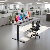 Bureau électrique de luxe réglable en hauteur, ergonomique, à double moteur, avec structure en acier, écologique et durable pour l'étude