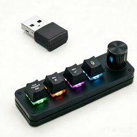 Clavier vocal IA 4 touches 1 joystick Clavier externe Vibecoding Clavier d'entrée vocale Clavier de conversion vocale en texte en un clic Rétroéclairage RVB