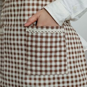 Japanese Korean Style Cotton Apron Polka Dot Pattern For Cooking Kitchen Use With Straps - Product Image 3