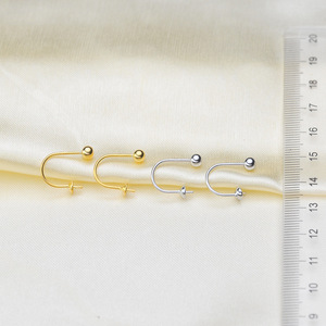 S925 <b>Silver</b> Fine <b>Stud</b> Earrings DIY Pearl Accessories with 8-10mm Round Beads U-Shaped Earnail Hollow Support 2617 - Product Image 3