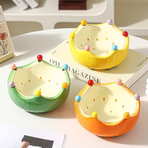Bol à fruits en céramique et porcelaine, décoratif pour la maison, plat de service pour le salon, table basse, ensemble de plateaux à fruits créatifs et mignons - Product Image 3