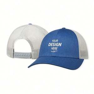 Gorra de camionero de 6 paneles personalizada, gorra de béisbol de moda con ala ligeramente curvada, malla deportiva de terciopelo, lona vaquera de PANA con - Product Image 1