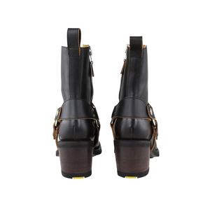 Bottes de moto en cuir noir pour femmes - Product Image 2