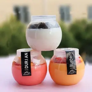 Yoghurt Jar Baked Bran Mousse Pudding Jar Plastic Jelly Planet Cups Fruit Star Ball Cup With Lid