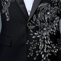 Setelan jas bordir mewah 2 potong untuk pria, jas tuksedo makan malam bermotif 1 kancing, jaket celana Prom pernikahan, setelan Blazer elegan