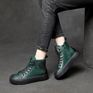 2022 Spring and Autumn New for Martin Boots Litchi Grain Cowhide Solid Color Retro Low-Top Side Zipper Ethnic Style Ankle <b>Bootie</b> - Product Image 4