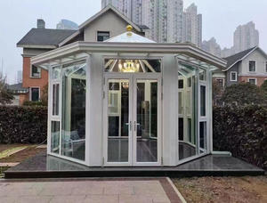 JINFUDA Serre Moderne Métal Toit Incliné <span class=keywords><strong>Solarium</strong></span> Verre Maison Jardinage Relaxant Divertissant Cour Patio Jardin Véranda - Product Image 5