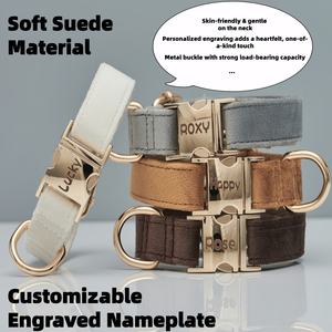 Ensemble collier et <span class=keywords><strong>laisse</strong></span> pour <span class=keywords><strong>chien</strong></span> <span class=keywords><strong>en</strong></span> velours doux et élégant avec plaque gravée, durable pour toutes les races, idéal pour l'entraînement et les promenades quotidiennes - Product Image 2