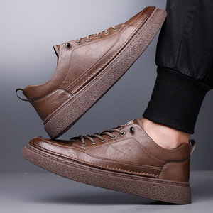 Chaussures décontractées en cuir pour hommes, talon bas, semelle en caoutchouc, amorties, pour le bureau et les affaires, avec détails de couture, fabriquées à Wenzhou - Product Image 3