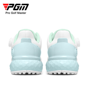 Zapatos de golf PGM para mujer, suela exterior blanca y rosa, antideslizante, impermeable, transpirable, tacón plano con botón giratorio - Product Image 5