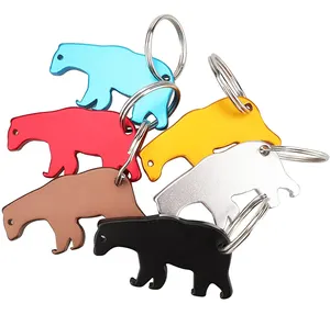 Porte-clés en métal en alliage d'aluminium en forme d'ours, cadeau de vacances Animal, ouvre-bouteille de fête