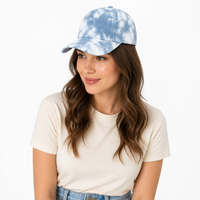 Casquette de baseball 5 panneaux en sergé tie-dye tendance avec visière incurvée, œillets latéraux et boucle métallique réglable – Idéale pour un usage formel ou décontracté en extérieur