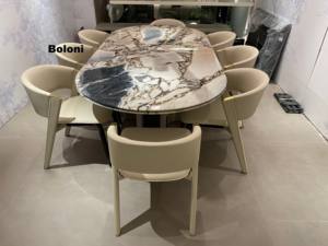 Chaise de salle à manger en tissu beige haut de gamme Boloni pieds en métal chaises au design moderne pour bureau à domicile salle à manger pour restaurant hôtel - Product Image 4