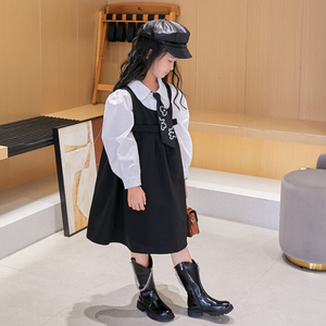 Bottes de mode pour filles, noires, hautes jusqu'au genou, avec chaîne latérale, en cuir, style princesse, pour l'automne, bottes chaudes et plates pour enfants - Product Image 5