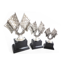 Trophée de course Weivista en résine, design drapeau damier, coupe de compétition de karting