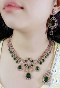 Conjunto de collar AD de calidad premium con acabado en mehendi, joyería AD de lujo, conjunto de collar para fiestas y bodas. - Product Image 4