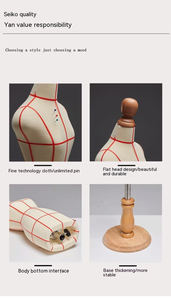 縫製フォーム 女性用ウェディングドレスデザイン ミニ 1/2 ドール用 安価なハーフレディマネキン テイラー クチュール - Product Image 2