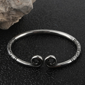 yunnique Titanium Steel Open <b>Bangle</b> Unisex Retro Stainless Steel Jewelry 280714 - Product Image 2