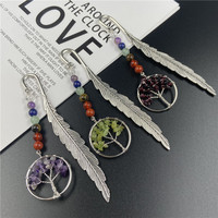 Marque-page Arbre de Vie en Pierre Sept Couleurs, Série Plume de Jade Cristal Rétro, Style Coréen Unisexe, pour eBay Jc942