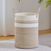 Panier à linge pliable en corde de coton moderne pour le rangement de la literie et des vêtements