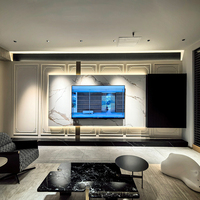 Panneaux muraux décoratifs modernes en MDF ignifuge, style français orné, pour lambris et moulures décoratives de fond TV personnalisées, pour appartements et commerce