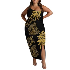 Nuovo Logo personalizzato OEM di grandi dimensioni Sexy una spalla divisa lunghi Maxi abiti donna signora elegante stampa tartaruga abito hawaiano senza maniche - Product Image 1