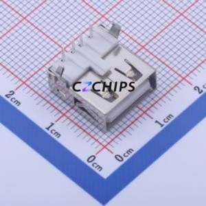 901-162A1011D10100 USB Connector Bent Lead Through Hole Connector Type-A USB 2.0 Female Right Angle Insert - Product Image 1