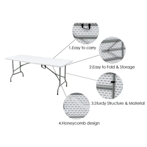 Açık katlama PP masa <span class=keywords><strong>Metal</strong></span> bacaklar yüksek yoğunluklu polietilen (HDPE) demir 240 cm (8 Ft) uzun boş dış mekan mobilyası - Product Image 5