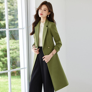 Women's Trench Coat Long Solid Color Polyester Woven Autumn Winter Workwear Outerwear - Product Image 2