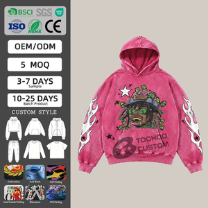 Custom Hoodies Manufacturer 500GSM Heavyweight Boxy Fit Hoodie Vintage <b>Hip</b> Hop Acid Wash Hoodie Oversized Cotton Sweatshirt - Product Image 1