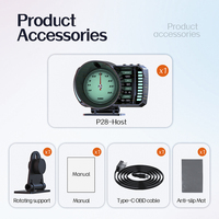 HUD P28 OBD2+GPS con Control por Gestos, Luz Ambiental de 13 Colores, Eliminación de Códigos de Error, Medidor de Turbo, Atenuación Automática para Vehículos