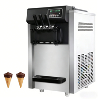 Machine à glace molle portable YINSHUO en acier inoxydable sur pied 220V 2100W Argent pour festivals, foires et camping en extérieur