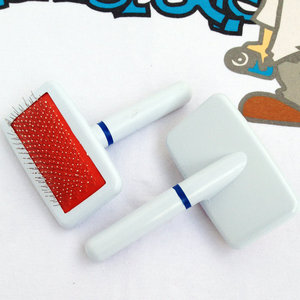 Mixed stock, white handle-type <b>pet</b> comb with airbag and fine-toothed bristles, for daily use, with white spots, suitable for - Product Image 5