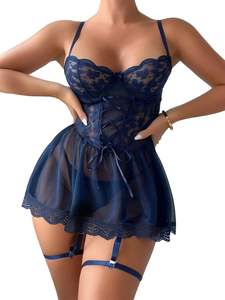 Pakaian Tidur Wanita Seksi Gaya Eropa dan Amerika Terbaru 2025, Rok Tidur dengan Tali dan Detail Renda, Pakaian Rumah Wanita - Product Image 6