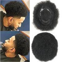 Peluca Afro Rizada de Silicona GL PU para Hombre, Unidades Capilares Kontes de Piel Fina, Peluca de Cabello Humano Natural Afro para Hombres Negros