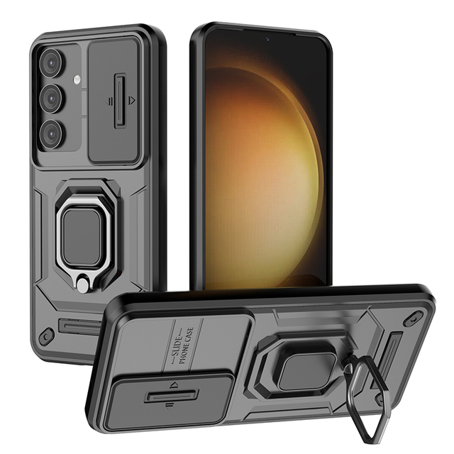 Hot Selling Slide Camera Ring Stand Armor Anti-fall Protection Mobile Phone Case for Samsung S25 Ultra S24 S23 Plus A14 A24 A34