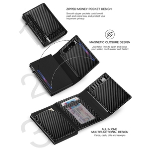 Portafoglio RFID mini-book in pelle sintetica in metallo automatico Custom <span class=keywords><strong>Smart</strong></span> Cartera Pop-Up porta carte di credito - Product Image 6