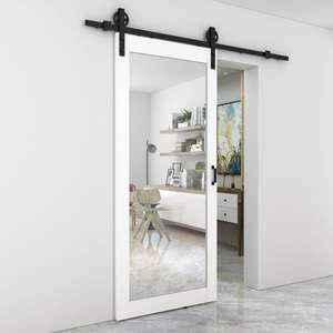 Zwarte Boerderij Spiegel Schuur Stijl Rechthoek Massief Houten Frame Muur Spiegel Rustieke Decoratieve Spiegel Voor Badkamer, Entree - Product Image 2