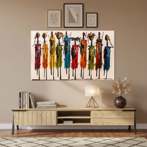 Impression personnalisée de personnes africaines : Œuvre d'art sur toile en verre coloré, toile encollée - Product Image 3