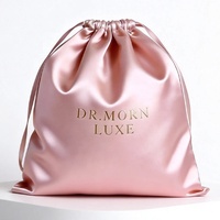 Sacs en satin doux de luxe avec cordon de serrage, logo personnalisé imprimé, pochettes de rangement anti-poussière pour sacs à main, chaussures, vêtements
