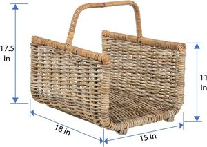 Đăng nhập giỏ gỗ với các bản ghi trong một củi củ<span class=keywords><strong>a</strong></span> <span class=keywords><strong>wicker</strong></span> lớn lớn gỗ Giỏ cho kindling kim loại giỏ gỗ - Product Image 4